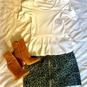 Peplum Top with Statement Sleeves NWT